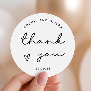 Personalized Wedding Favor Stickers: Clear Gold Foil, Thank You Labels