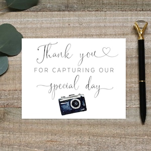 Merci d'avoir immortalisé notre journée spéciale, merci pour le photographe de mariage, carte de remerciement pour appareil photo, vendeur de mariage, carte de mariage de remerciement