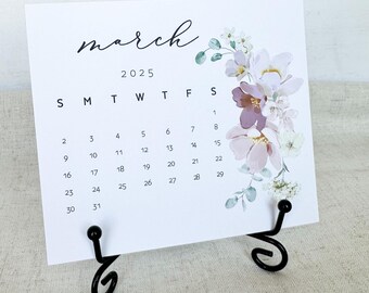 Floral 2026 Desk Calendar with Easel: Botanical Mini Calendar