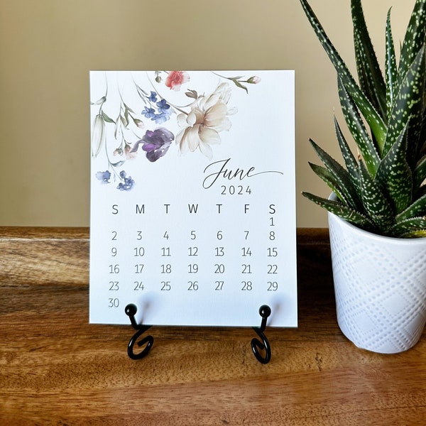 2024 Ethereal Floral calendar, Botanical calendar, 2024 desk Calendar, easel calendar, Mini calendar,Monthly calendar 2024,watercolor floral