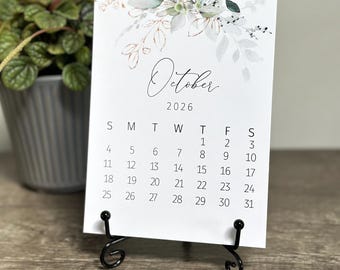 Calendrier de bureau 2027, calendrier de bureau sur chevalet, mini calendrier de bureau 2026, calendrier mensuel, calendrier botanique, verdure