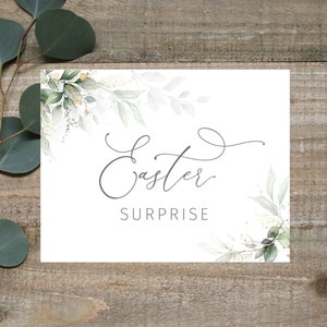 Faire-part de grossesse, Carte surprise de Pâques, Verdure à fleurs d'eucalyptus, Nous sommes enceintes, Nous allons être grands-parents