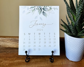 2024 desk Calendar, 2024 easel desk calendar, Mini desk calendar 2024, Monthly calendar 2024, Botanical calendar, greenery, Stocking Stuffer