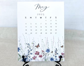 2026 Wildflower Desk Calendar: Botanical Watercolor, Small Monthly Calendar