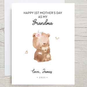 Première carte de fête des mères en tant que ma grand-mère, pour la nouvelle grand-mère, 1ère fête des mères en tant que mamie, carte personnalisée de grand-bébé, de petit-enfant