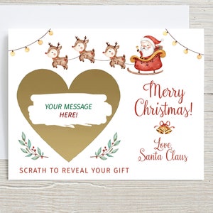 Christmas gift Scratch off, From Santa Card for Kid, Reveal your gift, Gift from mom dad, gift giving voucher santa, Personalized ticket