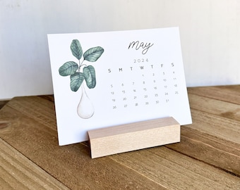 2024 House plants Calendar, easel desk calendar, Mini desk calendar 2024, Botanical calendar, Boho Minimalist Plant Calendar