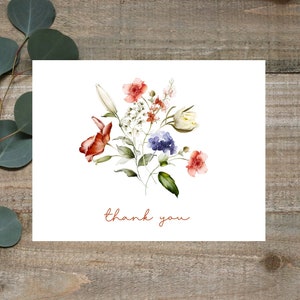 Cartes de remerciement florales, Cartes de remerciement minimalistes, Cartes de remerciement de baby shower, Ensemble de 10 cartes de remerciement, Cartes de remerciement de douche nuptiale