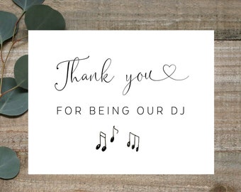 Thank you for being our DJ, DJ thank you card, card for DJ, thank you wedding card, wedding vendor thank you card,Card for dj on wedding day