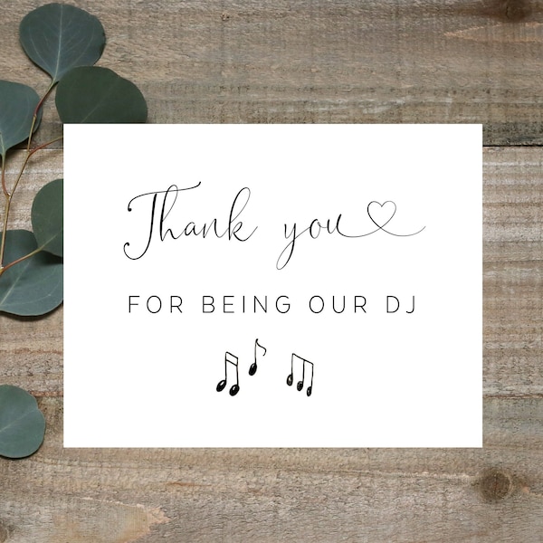 Thank you for being our DJ, DJ thank you card, card for DJ, thank you wedding card, wedding vendor thank you card,Card for dj on wedding day