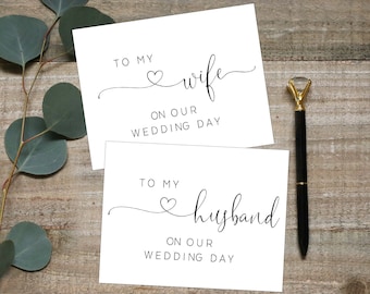 To my wife on our wedding day, To my Husband on our wedding day, wedding day cards bundle,wedding day note,To my hubby card,to my wifey card