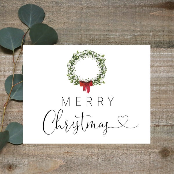 Merry Christmas Card, Christmas Pregnancy announcement card, pregnancy reveal card, surprise pregnancy, Christmas surprise, Christmas wreath