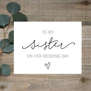 À ma sœur le jour de son mariage, carte de mariage pour sœur, carte de mariage pour la sœur, carte pour sœur, carte de mariage pour frère, sœur