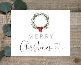 Merry Christmas Card, Christmas Pregnancy announcement card, pregnancy reveal card, surprise pregnancy, Christmas surprise, Christmas wreath
