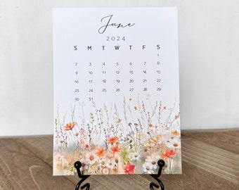 Meadow Floral calendar 2027,  desk Calendar with stand, watercolor flowers, 5x7 size, A2 calendar