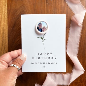 Carte de joyeux anniversaire, carte grand-mère avec photo, pour Nana Maw maw, carte d’anniversaire personnalisée, fleur de sceau de cire, pour maman grand-mère Mimi Nana
