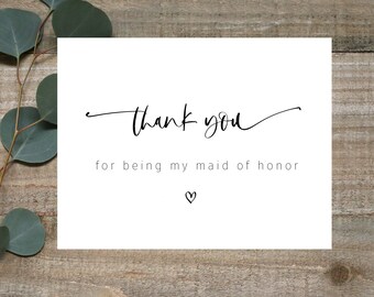 Maid of Honor Thank You Card: Bridal Party thank yous, Appreciation