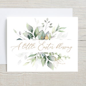 Une petite carte de bénédiction de Pâques, Joyeuses Pâques, Faire-part de grossesse, Eucalyptus, verdure, Surprise de Pâques 2025, Nouveaux grands-parents
