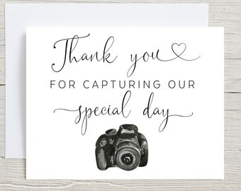 Thank you for capturing our special day, wedding photographer thank you card, Camera thank you, Videographer Thank you, wedding vendor card