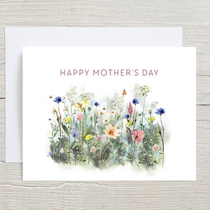Heureuse fête des mères, carte de voeux de fleurs sauvages, à ma mère, carte pour maman, carte aquarelle florale pour la fête des mères, pour grand-mère, pour grand-mère, 2025