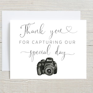 Merci d'avoir immortalisé notre journée spéciale, carte de remerciement pour photographe de mariage, remerciement pour appareil photo, merci pour vidéaste, carte de vendeur pour mariage