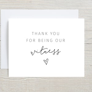 Merci d'avoir été notre témoin, carte de remerciement témoin, carte de remerciement de mariage, carte de témoin de mariage le jour du mariage