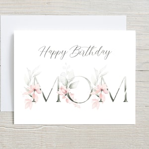 Joyeux anniversaire maman, carte d'anniversaire pour mère, thème aquarelle floral rose, carte de voeux d'anniversaire pour mère, carte faite main aux Etats-Unis