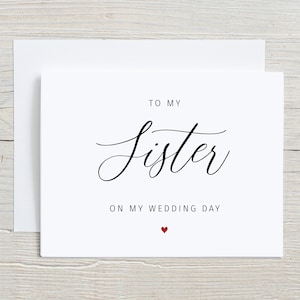 À ma sœur le jour de mon mariage À ma carte de frères et sœurs Pour ma sœur Le jour de mon mariage, carte personnalisée, cartes de famille le jour du mariage