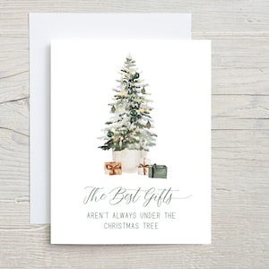 Les meilleurs cadeaux ne sont pas toujours sous le sapin de Noël, faire-part de grossesse personnalisé pour Noël, carte de visite Nous sommes enceintes, carte de visite bébé