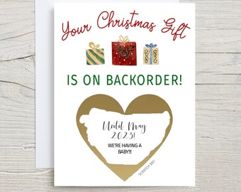 Your Christmas Gift is On backorder Card, Christmas Pregnancy announcement, scratch off card,Funny Holiday card, scratch off card