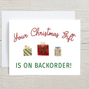 Carte de Noël amusante, Votre cadeau de Noël est en rupture de stock Carte, Faire-part de Noël pour bébé, Carte de grossesse surprise de Noël