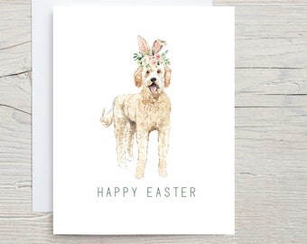 Golden Doodle Greeting Card, Happy Easter, Cute Bunny Ears, Easter Card Set, Funny Card