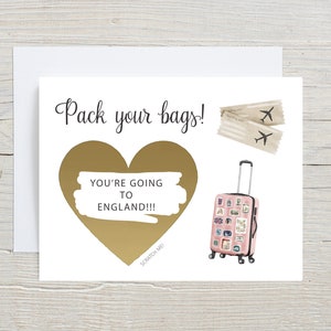Faites vos bagages, Carte billets à gratter, Message personnalisé, Carte de voyage surprise, Partir en voyage, Cadeau de vacances