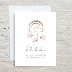 Oh Baby Card: Sheep Mobile, New Baby Congratulations
