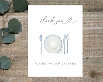 Wedding Caterer Thank You Card, On wedding day vendor card
