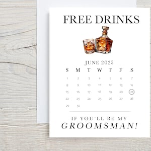 Carte de boissons gratuites, Si vous serez mon garçon d'honneur, proposition du garçon d'honneur, carte de garçons d'honneur amusante, carte de calendrier, réservez votre date, carte d'huissier