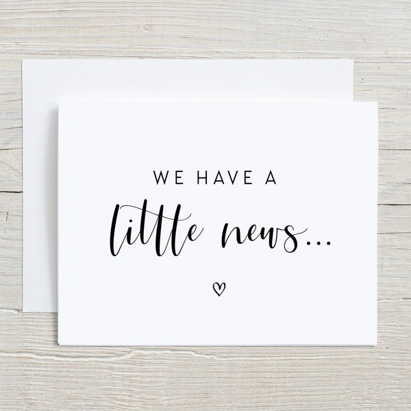 We have a little news card, Pregnancy announcement card, Grandparents Card,having a baby reveal card,surprise we are pregnant,card for daddy