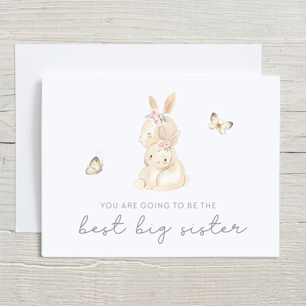 Personalised Big Sister Card, New Big Sister Card, Baby Sister Card, New Sibling Congratulations Card, Custom Name Card,the best sister card