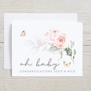 Carte de baby shower, Félicitations à la future maman et au futur papa, carte pour nouvelle maman, carte pour nouveau bébé, carte Oh baby, carte pour les futurs parents, personnalisée