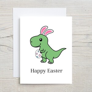 Carte de Joyeuses Pâques T-Rex pour enfants, lapin dinosaure mignon, carte de Joyeuses Pâques, pour fils, neveu, petit-fils, filleul, carte de Pâques drôle, carte de Pâques 2025
