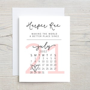 Carte pour 21 ans, pour un monde meilleur, depuis 2002, date d'anniversaire 2002, carte d'anniversaire personnalisée, pour fille, petite amie, calendrier