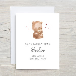 Félicitations pour être devenu un grand frère, carte Meilleur grand frère personnalisée, nouveau grand frère, nouveau frère et sœur Félicitations, nom personnalisé