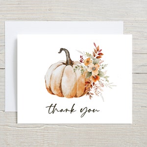 Cartes de remerciement florales de citrouille, pour la douche nuptiale, la douche de bébé, ensemble de cartes de notes avec enveloppes, fleurs d’automne