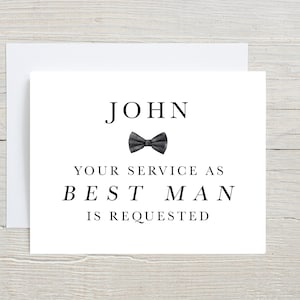 Service comme garçon d'honneur demandé, carte rigolote de garçons d'honneur, carte seras-tu mon garçon d'honneur, carte de mariage personnalisée, carte de voeux noeud papillon