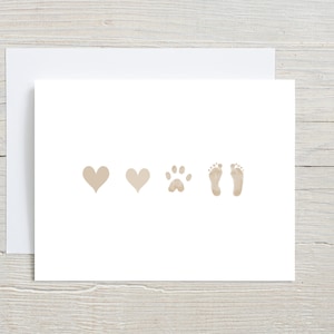 Faire-part de grossesse, Promotion auprès des grands-parents, Carte pour un nouveau bébé, Empreintes de pas de chien et de bébé, De grand-parent de chien à grand-parent de bébé
