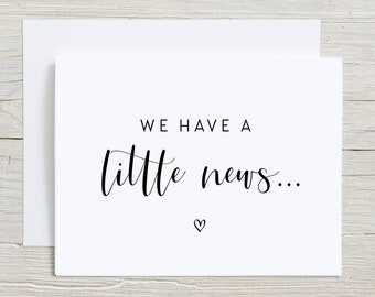 We have a little news card, Pregnancy announcement card, Grandparents Card,having a baby reveal card,surprise we are pregnant,card for daddy