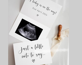 Pregnancy Announcement Card: Ultrasound Photo, Baby on the Way, Just a little note to say
