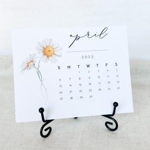 2025 desk Calendar, Birthmonth Flowers, Mini desk calendar 2025, Monthly calendar 2025, Wateroclor Botanical calendar, Calendar with Easel