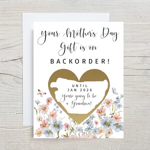 Carte à gratter, Fête des mères amusante, Faire-part de grossesse, Nouvelle grand-mère, Carte florale