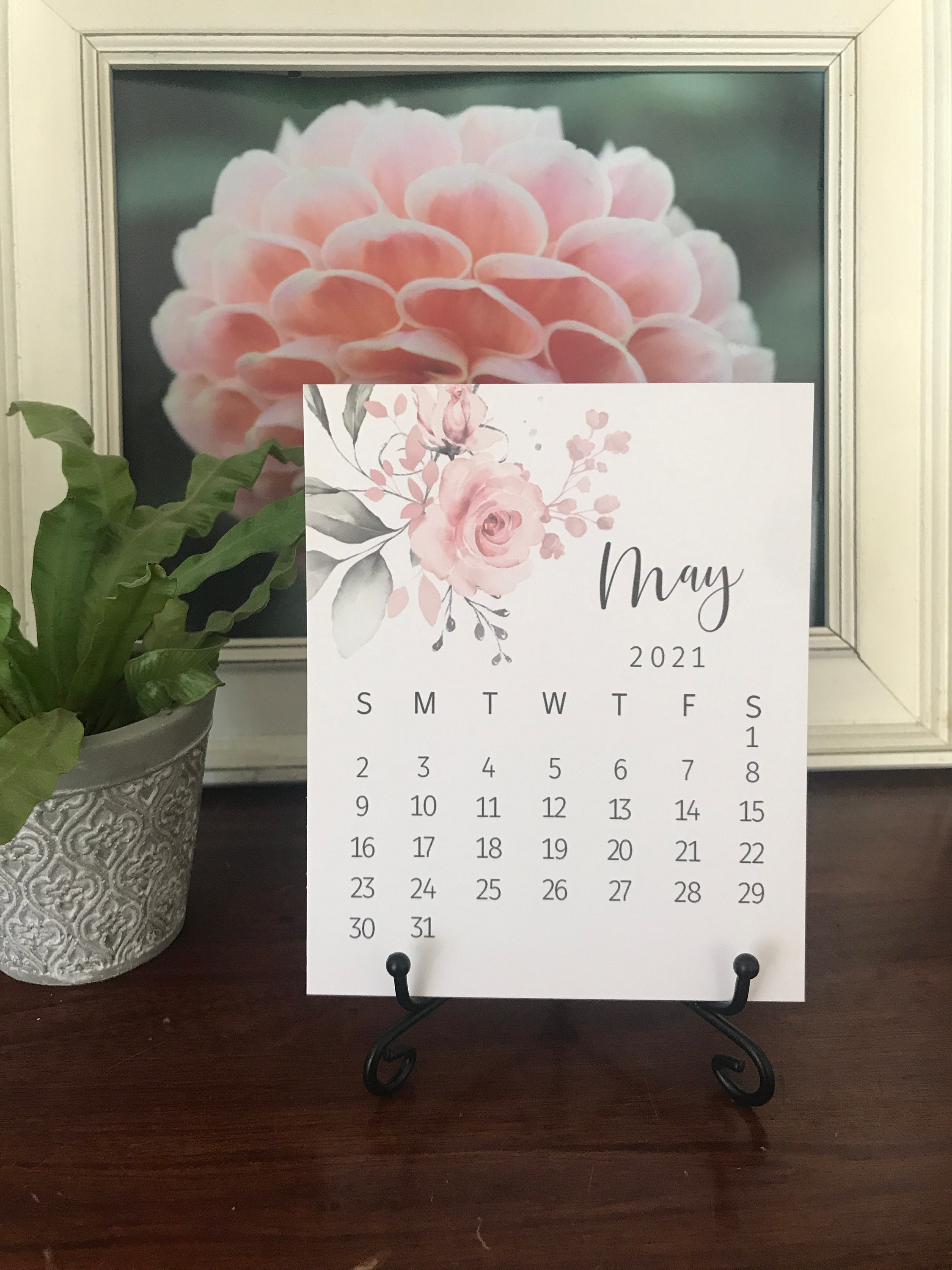 Rose 2023 Desk Calendar 2023 Easel Desk Calendar Mini Desk Etsy Australia
